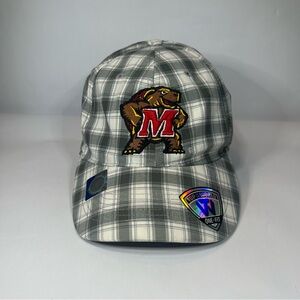 NEW University Of Maryland Terrapins White & Gray Plaid “One Fit” Baseball Cap